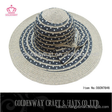 dark color lady hats double brims summer beach sun hats